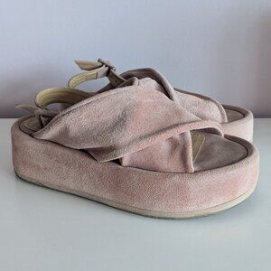 Paloma Barceló Blush Suede Platform Slingback Sandals 37